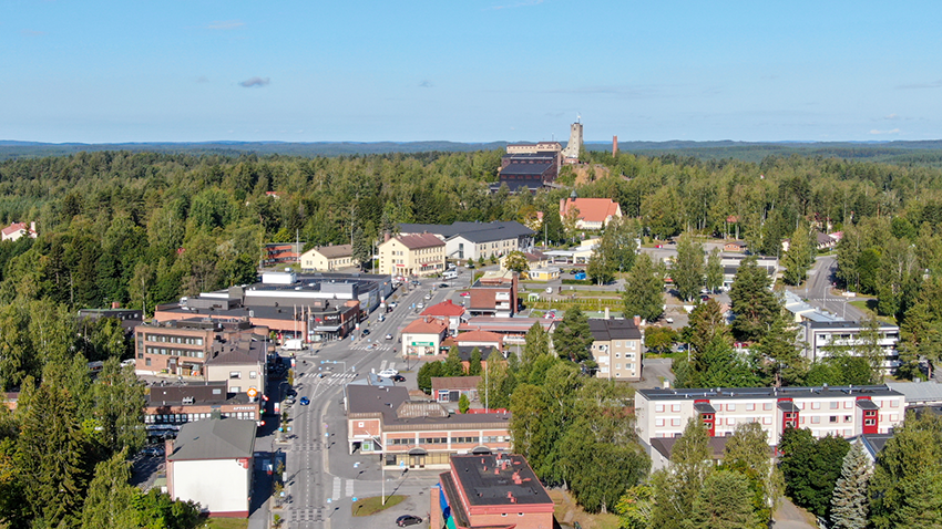 Outokummun kaupunki ilmakuva keskustasta.